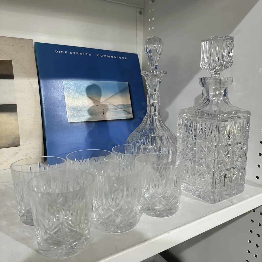 2 decanters and set 6 tumblers Image 1++