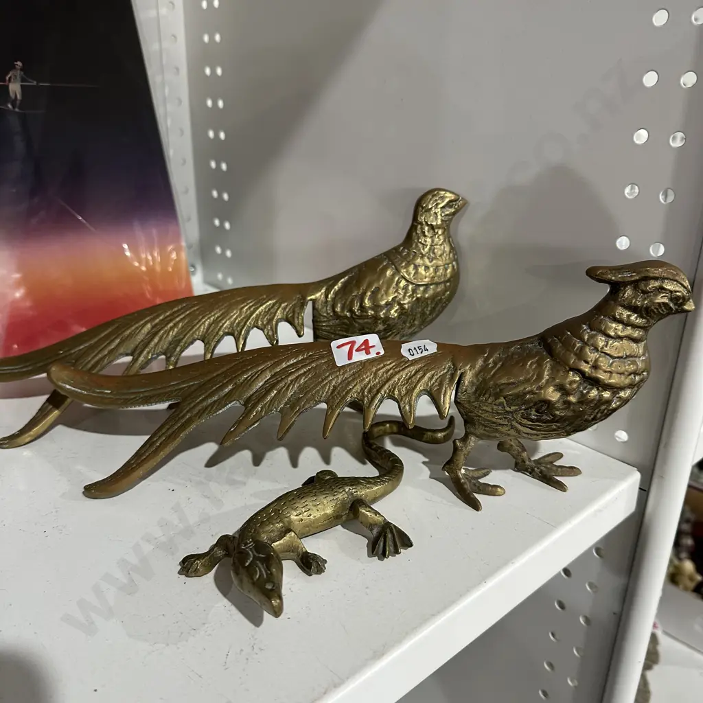 Brass Pheasants and lizard Image 1++