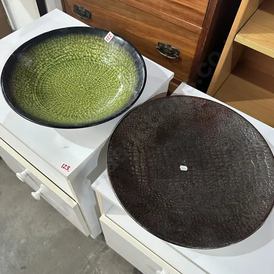 pottery platter and bowl (signed)