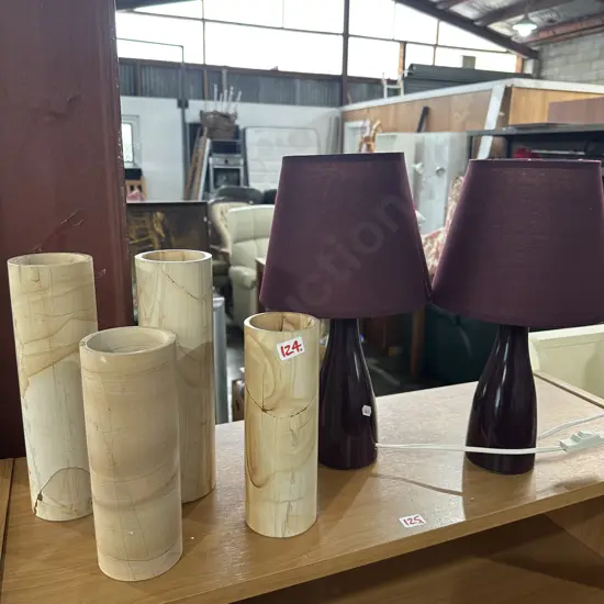 Pr lamps plus stone vases