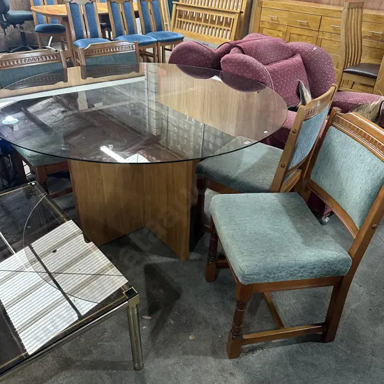 glass top table & 4 chairs