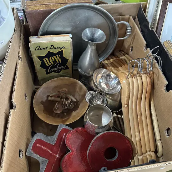 pewter, hangers, pottery, mini sextant