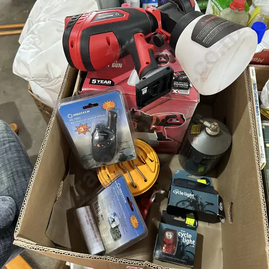 sprayer, primus, cycle lights , talkies etc