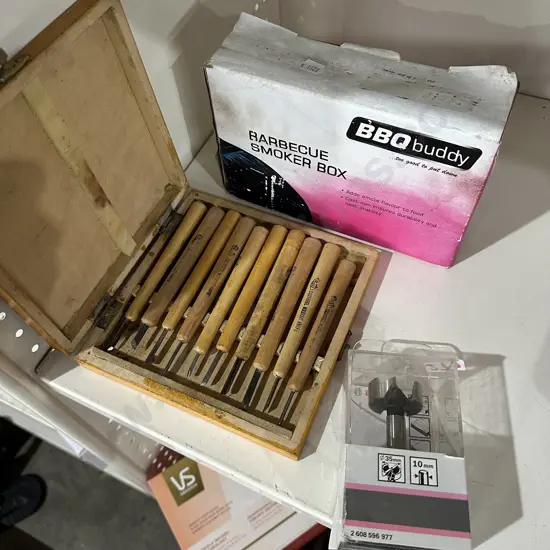 new 10mm drill pc, carving tools and smoker box