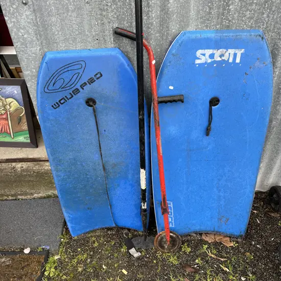 boogy boards and garden tools
