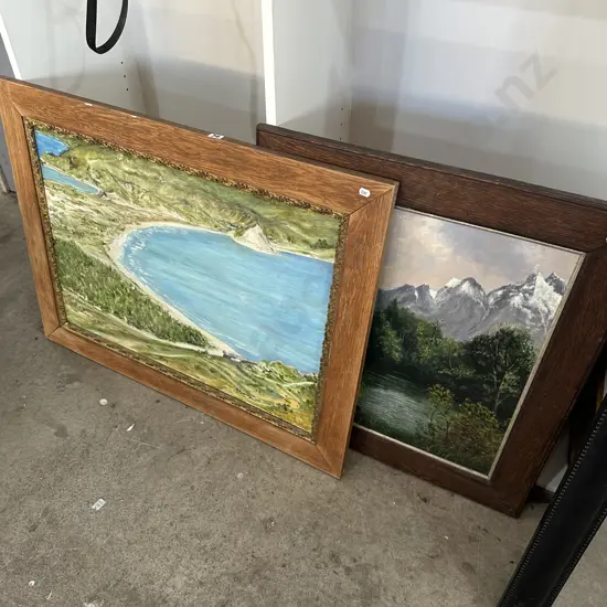 2 Oak framed paintings