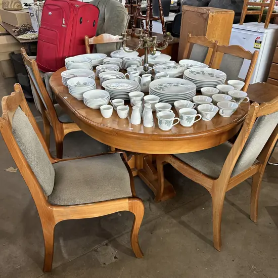 solid dinning table and 6 chairs