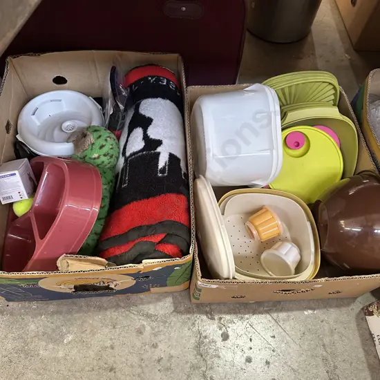 2 box tupperware and pet gear