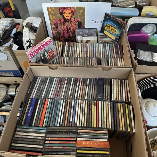 2 box CDs plus Jimmy Hendrix items