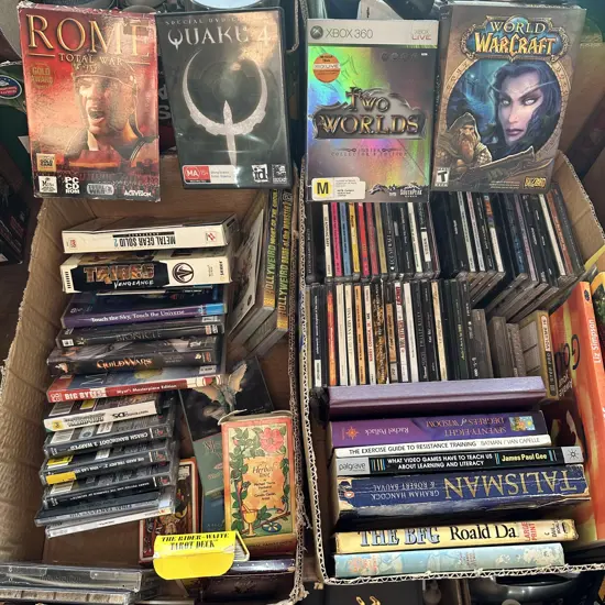 play station and xbox games plus others and CDs books