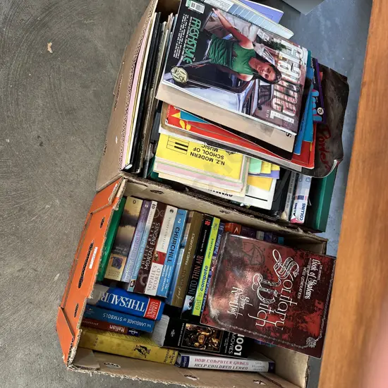 2 box books and music
