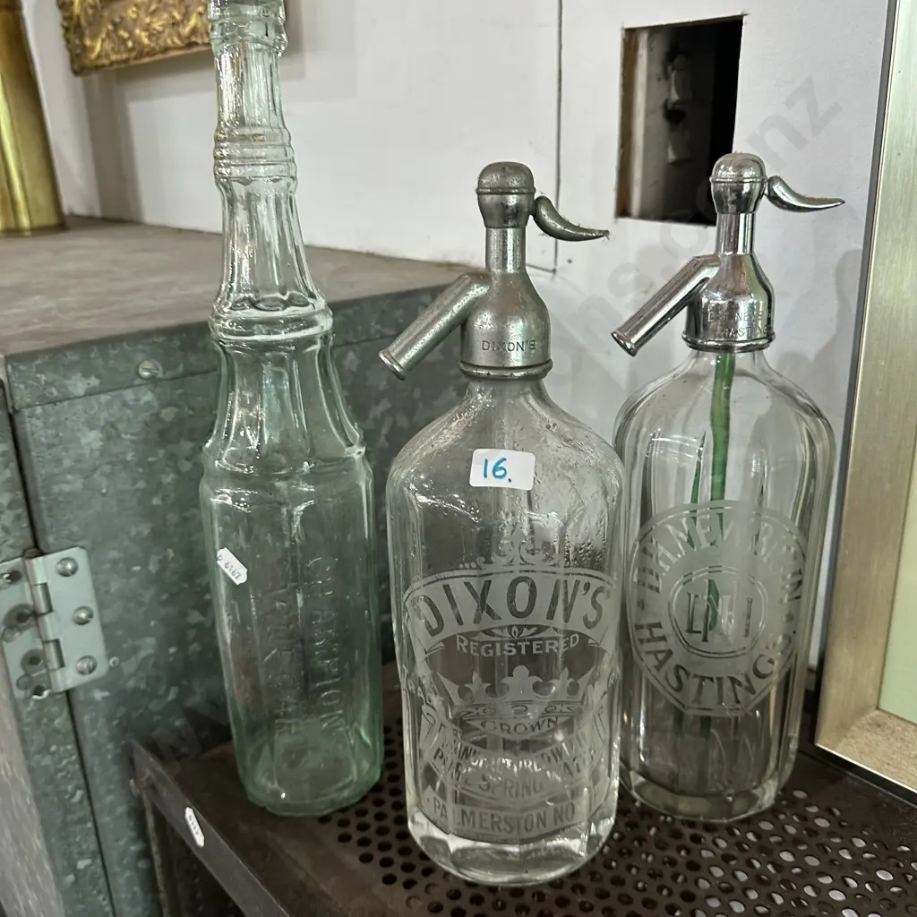 Pr glass soda siphons and bottle Image 1++