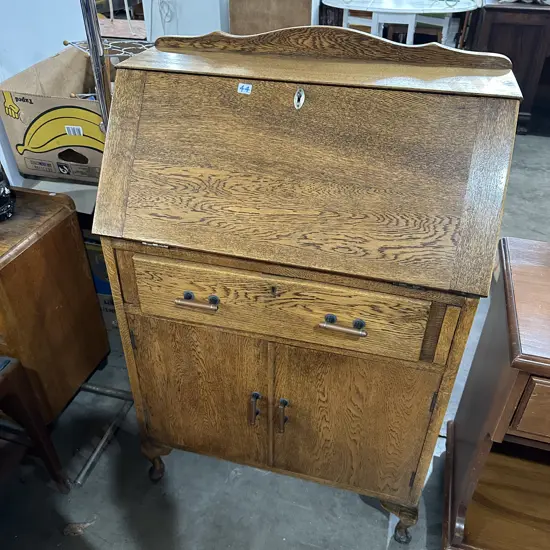 Oak drop front desk