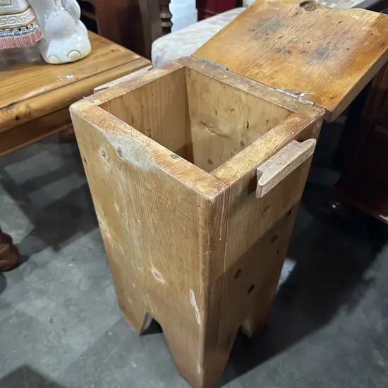 rustic wooden kitchen potato/onion bin