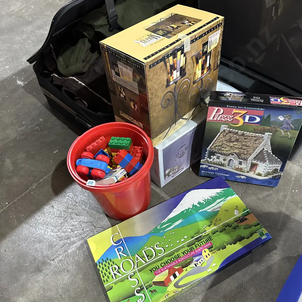Tyco, game, puzzle, boxed items and suitcase of cloths (must take everything) Image 1++