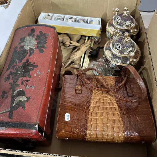 Aligator purse and oriental items