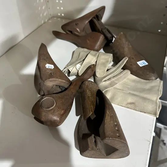 antique shoe lasts and gloves