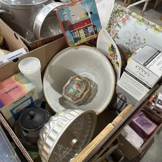 Large bowl, s/s flask etc.