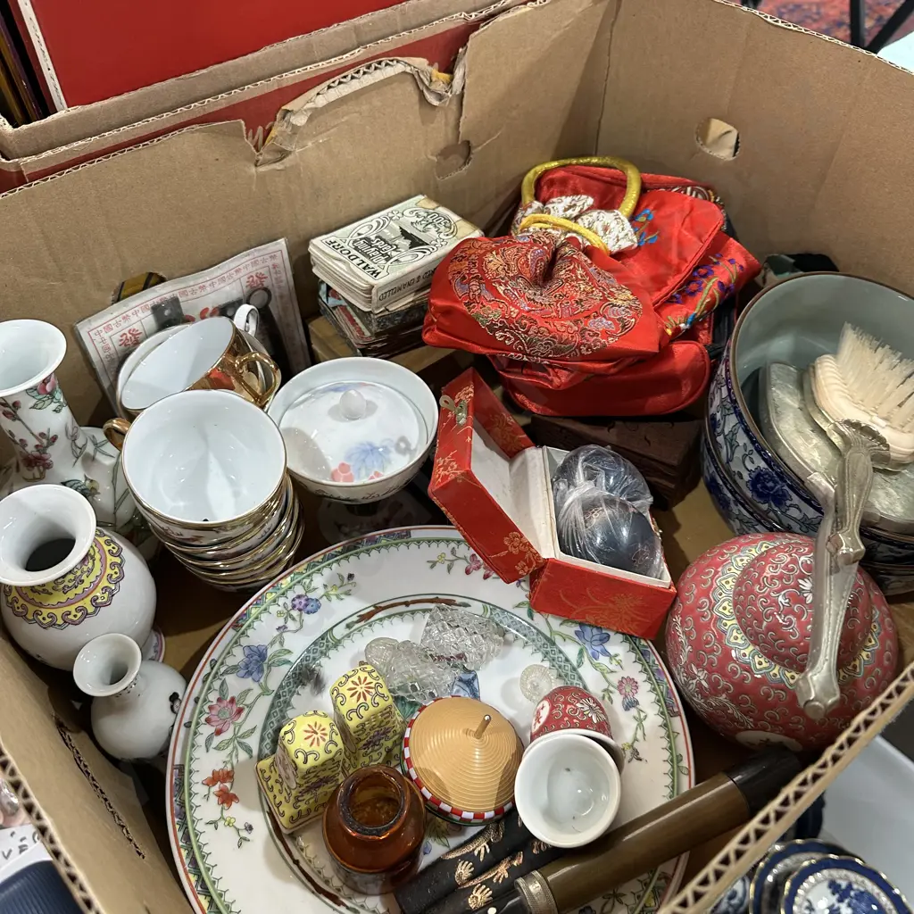 Box lot ginger jar, stress balls, vases etc. Image 1++