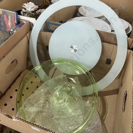 Glass lazy Susan and bowl.
