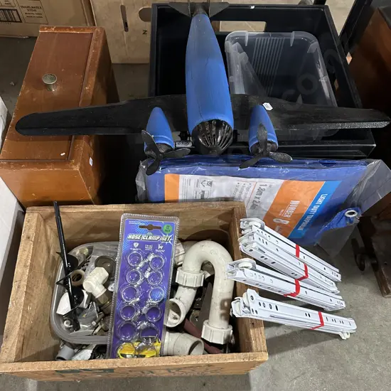 hardware, tarp, bins etc