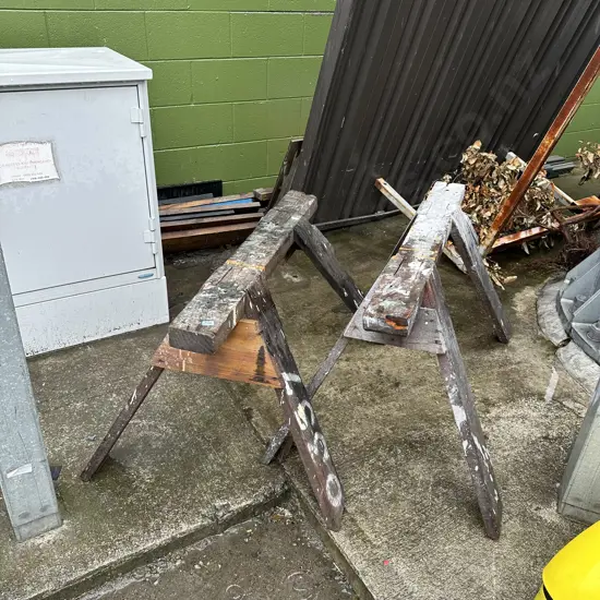 pr of saw horses and some drill bits