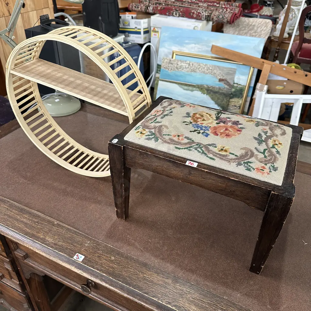 tapestry top stool and shelf Image 1++