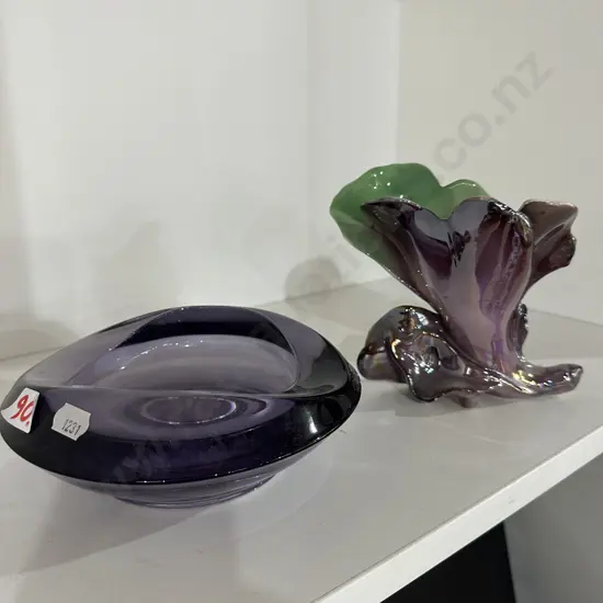 Italian vase and art glass dish