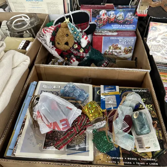 Two boxes craft, mags, christmas items etc.