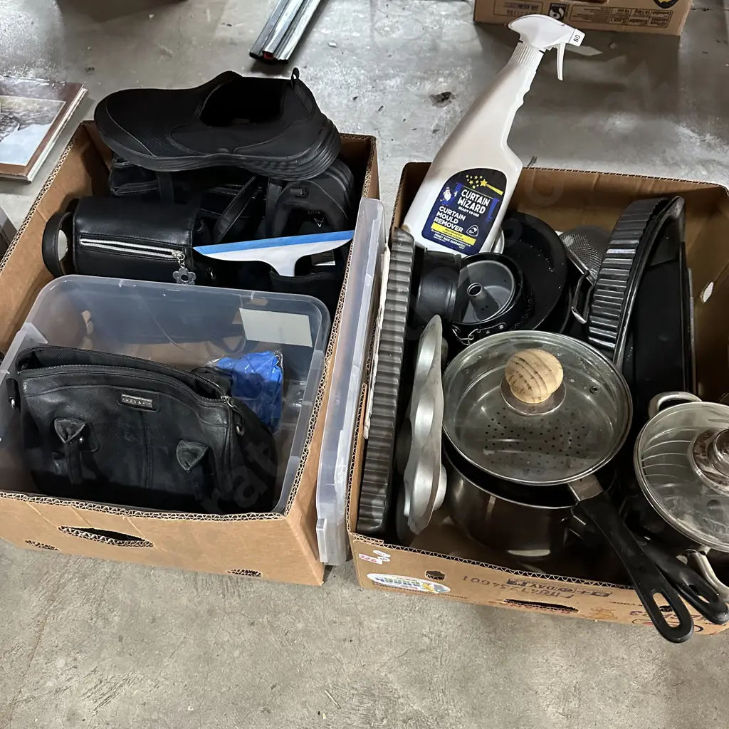 2 box kitchenware , shoes etc Image 1++