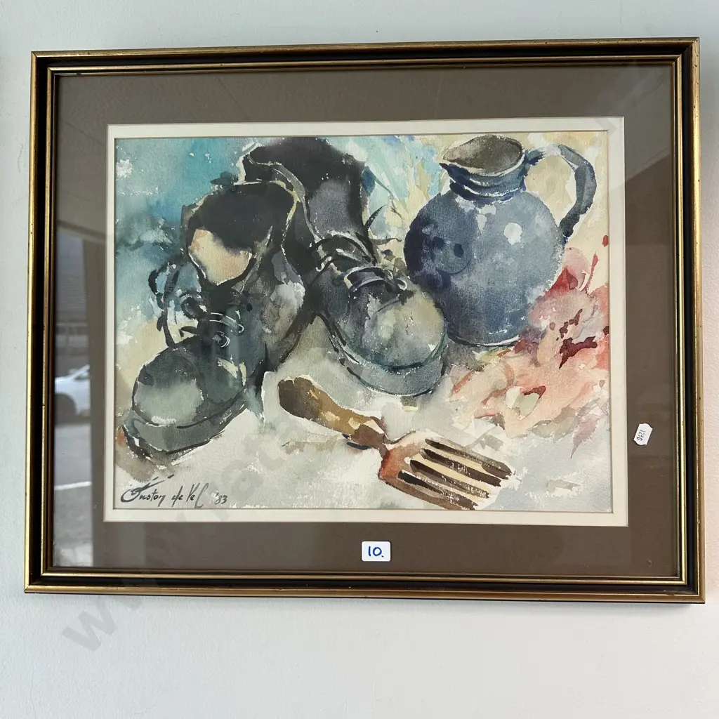 signed water colour painting "Old Boots" 1983 Image 1++