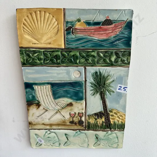 the gaden party nz coast tile art 32 x 22cm
