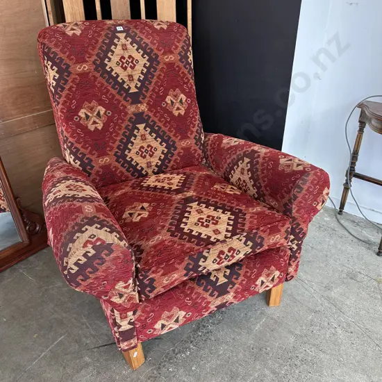 Tapestry style rolled arm lounge chair