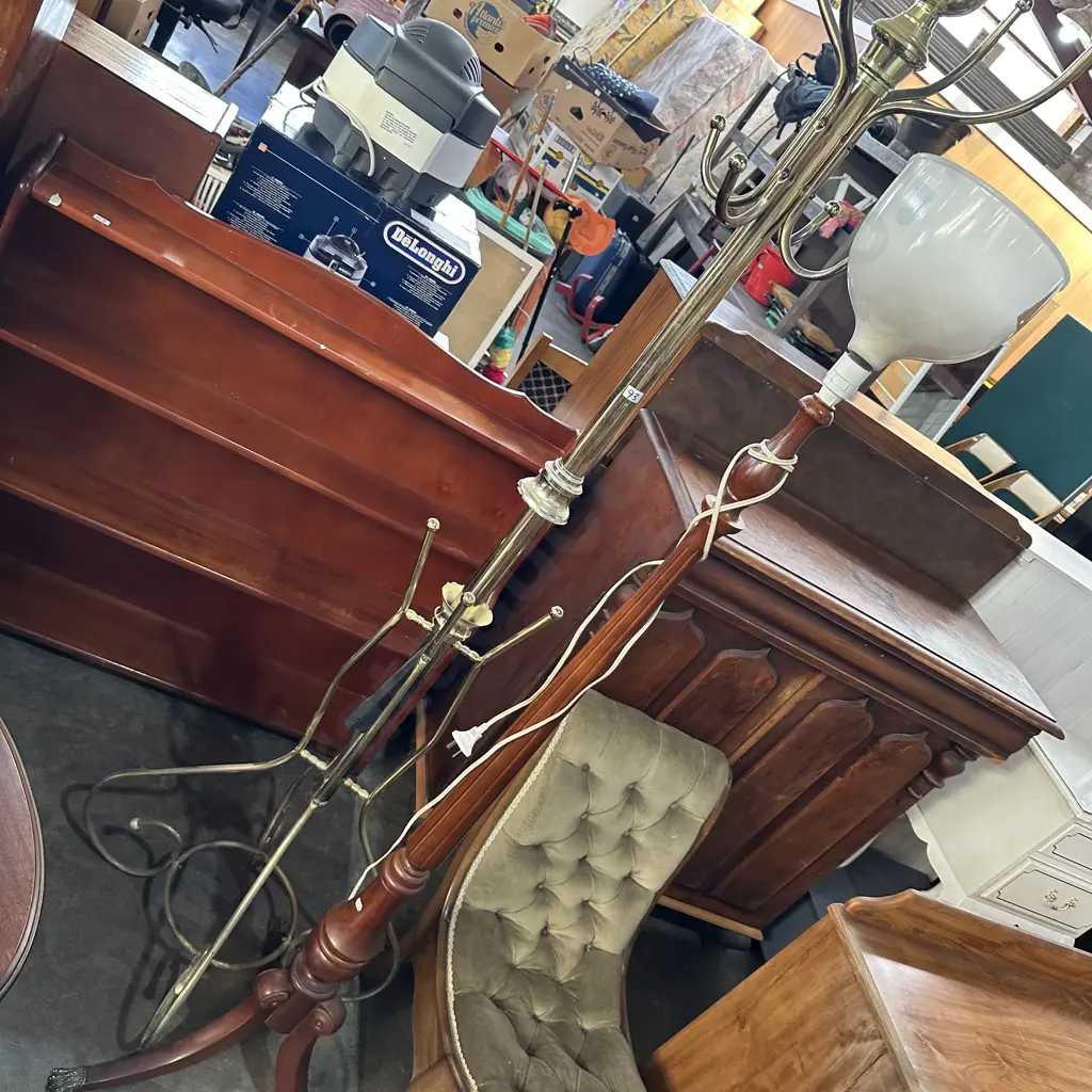Brass foot standard lamp (needs shade) plus average hat stand Image 1++
