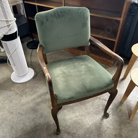 Green velvet bedroom chair