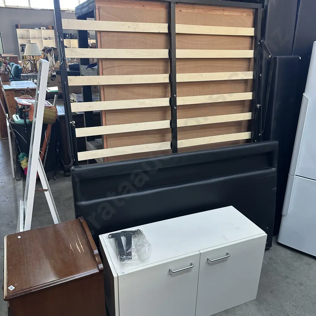 Double slatted bed base plus two door cupboard. Image 1++
