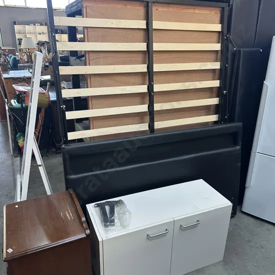 Double slatted bed base plus two door cupboard.