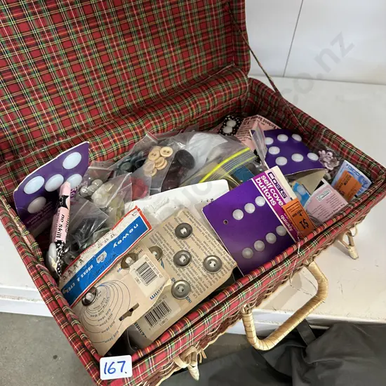 Sewing basket and contents.