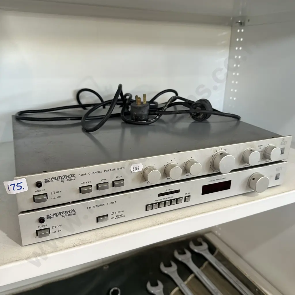 Eurovox by Perreaux Preamplifier and FM Tuner audio components. Image 1++