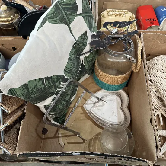 Cushion, pottery hearts and metal art etc.