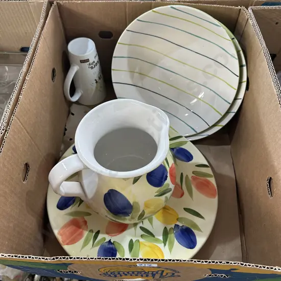 Hand painted fruit pitcher and jug etc.