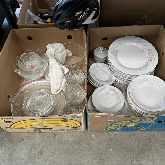 Two boxes dinnerware.