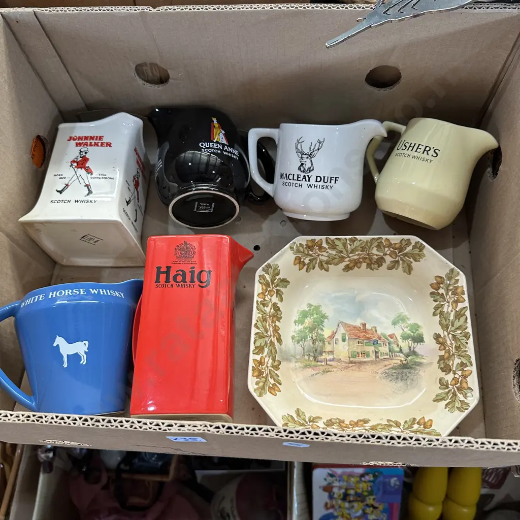 Collectable jugs plus Royal Doulton Old English Inns plate. Image 1++