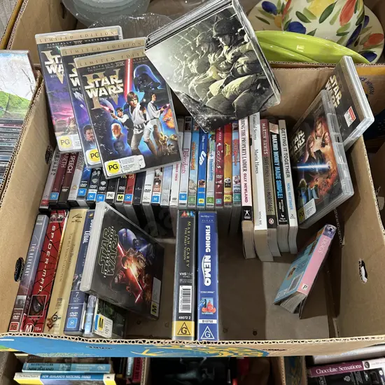 Box of DVDs including Limited edition Star Wars etc.