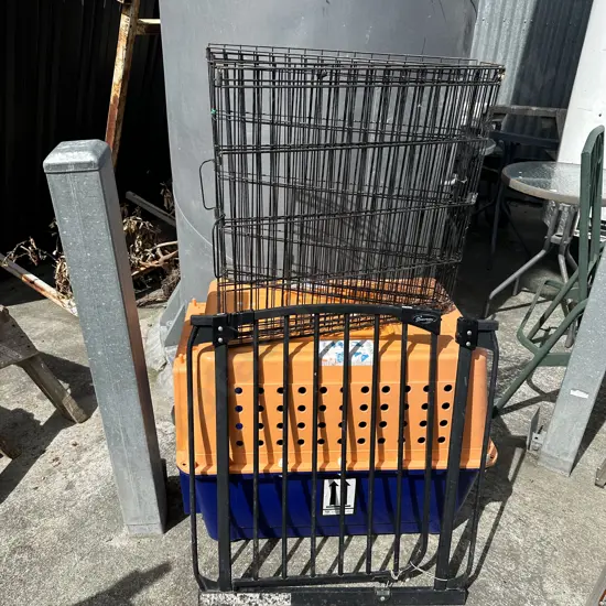 Large dog crate, pet pen and baby gate.