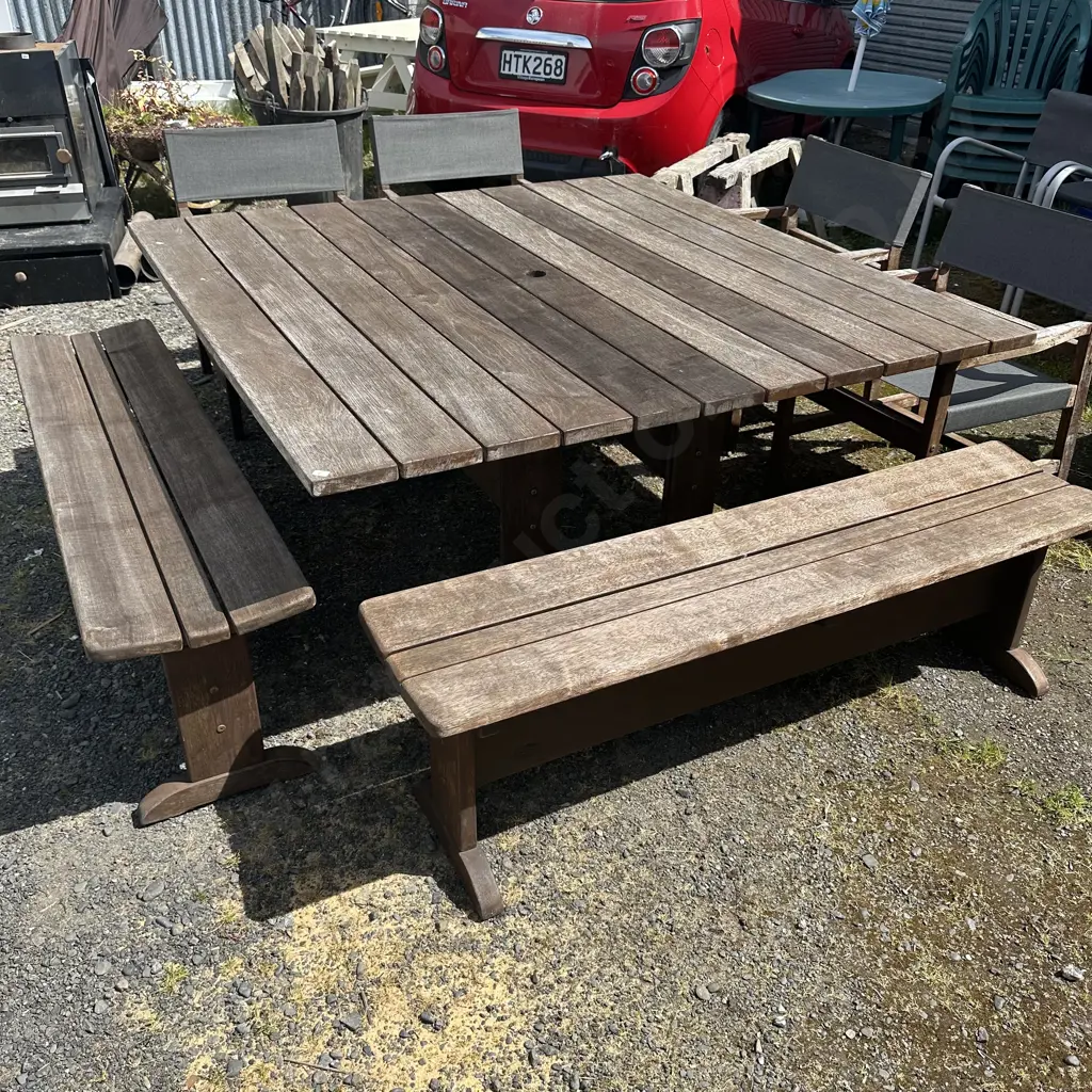 Peak Products 1600 square outdoor table & 2 bench seats Image 1++
