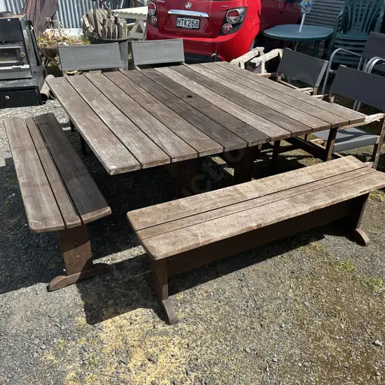 Peak Products 1600 square outdoor table & 2 bench seats