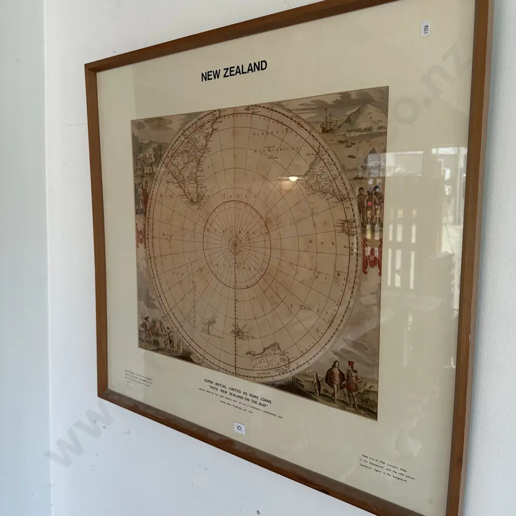 Ltd ed framed Abel Tasman map of NZ Image 1++