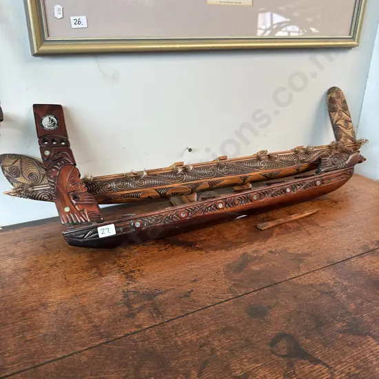 2 hand carved Waka