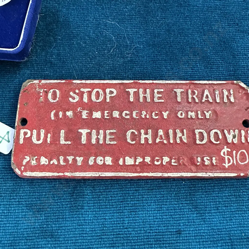 painted Bronze train emergency stop sign Image 1++
